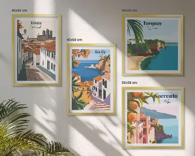 Retro World City Art Prints set of illustrations