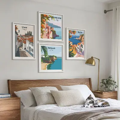 Retro World City Art Prints set of illustrations