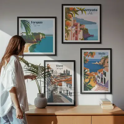 Retro World City Art Prints set of illustrations