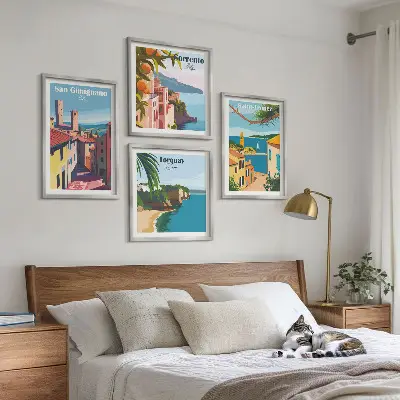 Italian seaside towns wall art set of 4 pieces