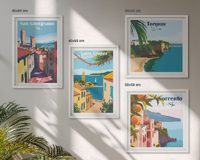 Set of 4 wall art pieces Italian seaside towns