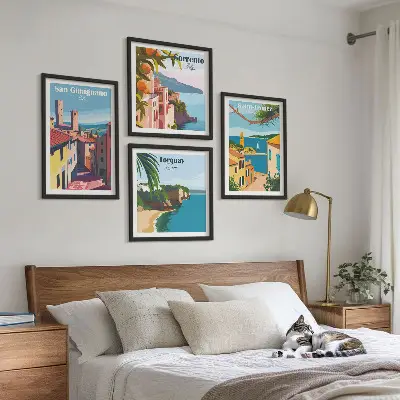 Italian seaside towns wall art set of 4 pieces