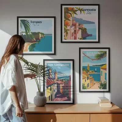 Italian seaside towns wall art set of 4 pieces