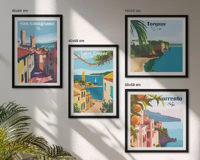 Italian seaside towns wall art set of 4 pieces