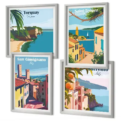 Italian seaside towns wall art set of 4 pieces