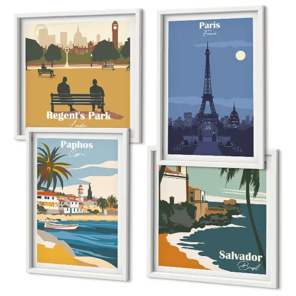 Wall art set Coastal cities architecture