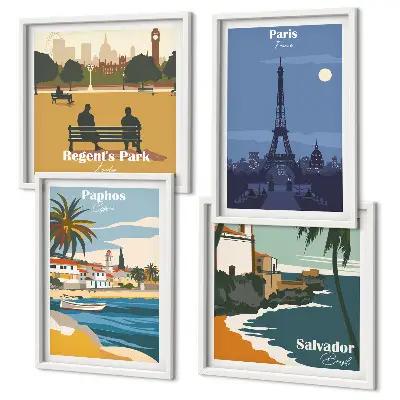 Wall art set Coastal cities architecture