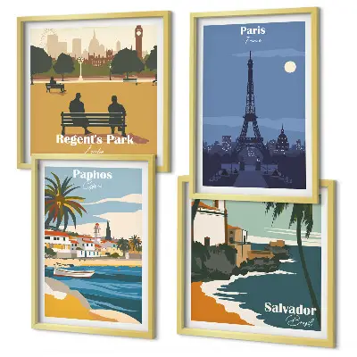 Wall art set Coastal cities architecture