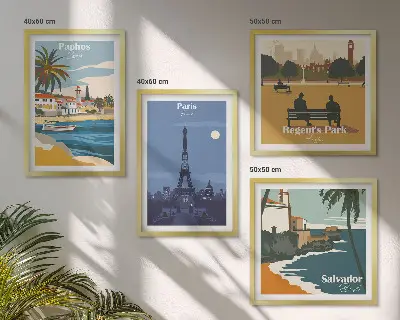 Wall art set coastal cities architecture print
