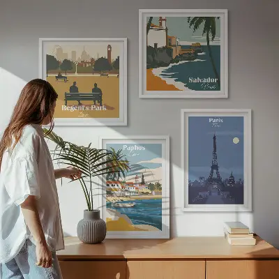 Wall art set coastal cities architecture print