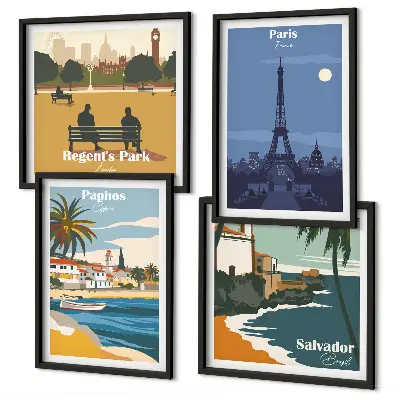 Wall art set Coastal cities architecture