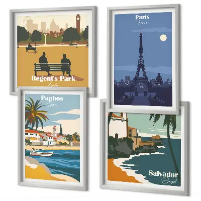 Wall art set Coastal cities architecture