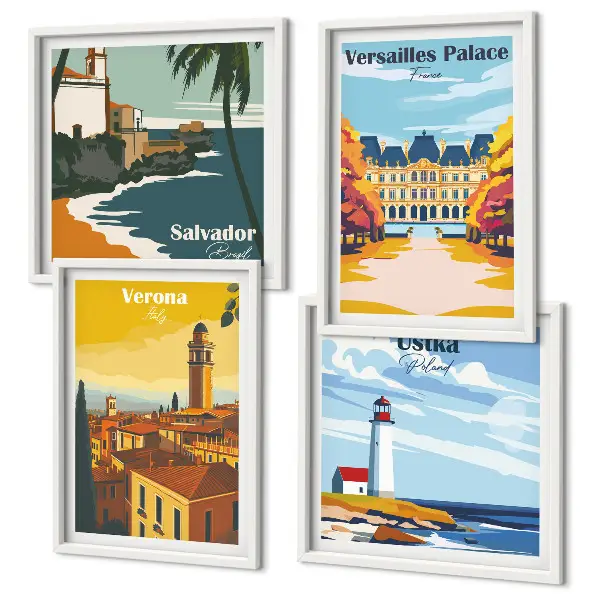 Wall art set Views of famous places by the sea