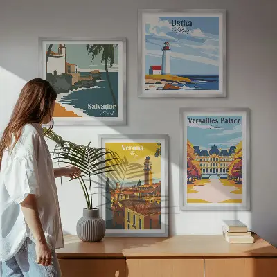 Wall art set Views of famous places by the sea