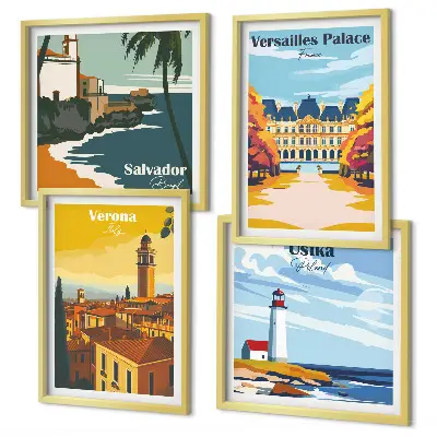 Wall art set Views of famous places by the sea