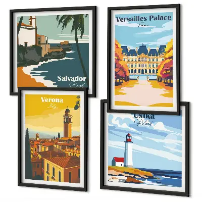 Wall art set Views of famous places by the sea