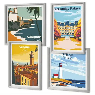 Wall art set Views of famous places by the sea