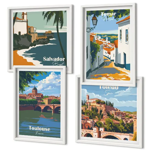 Multi-piece wall decor set Retro city graphics