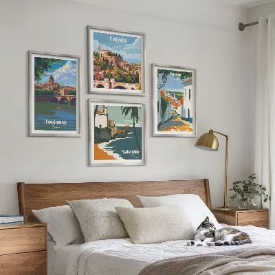 Multi-piece wall decor set Retro city graphics
