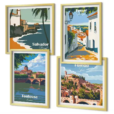 Multi-piece wall decor set Retro city graphics