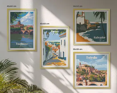 Multi-piece wall decor set Retro city graphics