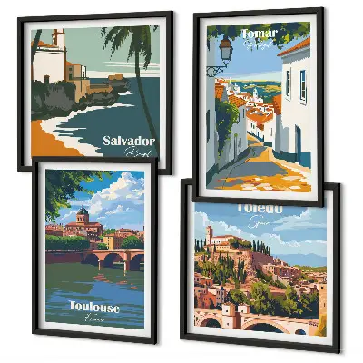 Multi-piece wall decor set Retro city graphics