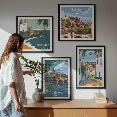 Multi-piece wall decor set Retro city graphics