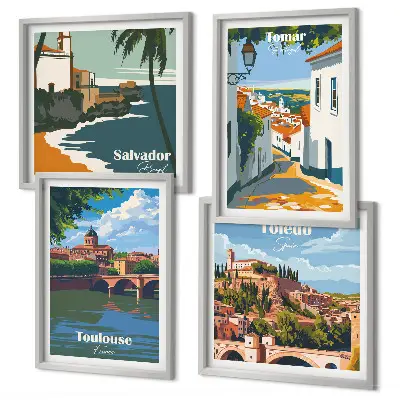 Multi-piece wall decor set Retro city graphics