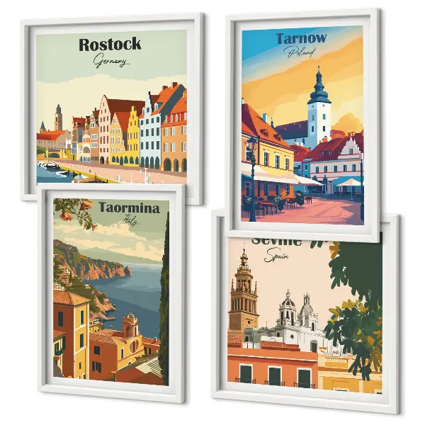 Coastal Cities Architecture Wall Art Set