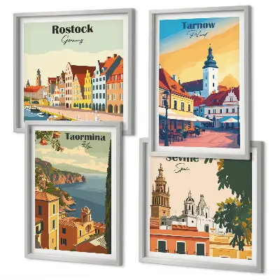 Coastal Cities Architecture Wall Art Set 