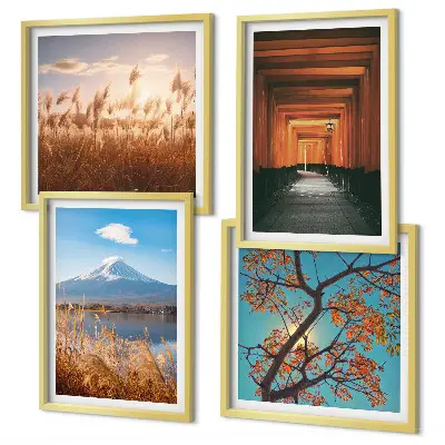Japanese nature landscape wall art set of 4 pieces