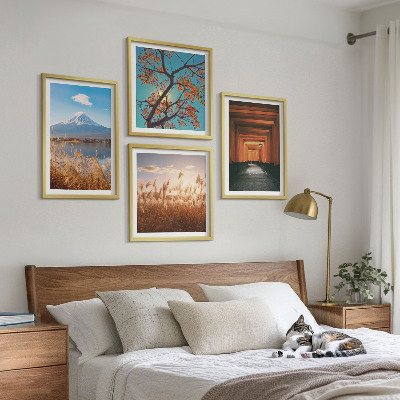 Set of 4 wall art pieces Japanese nature landscapes