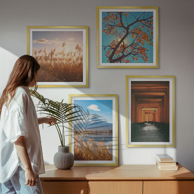 Set of 4 wall art pieces Japanese nature landscapes