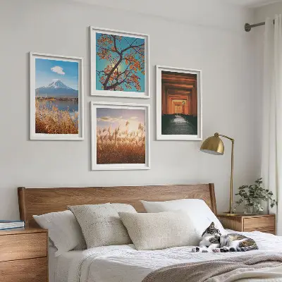 Japanese nature landscape wall art set of 4 pieces
