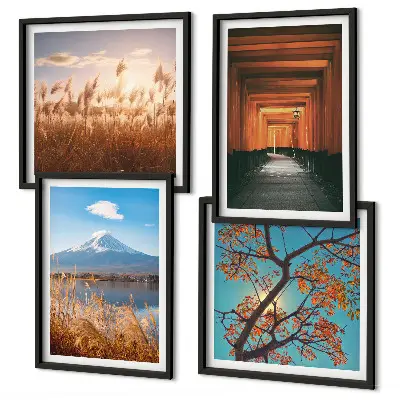 Japanese nature landscape wall art set of 4 pieces