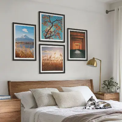 Japanese nature landscape wall art set of 4 pieces