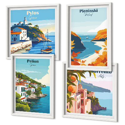 Wall art set Retro landscapes in a picturesque style