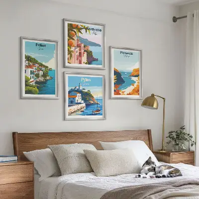 Retro landscape wall art set picturesque artistic prints