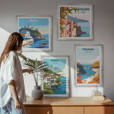 Wall art set Retro landscapes in a picturesque style