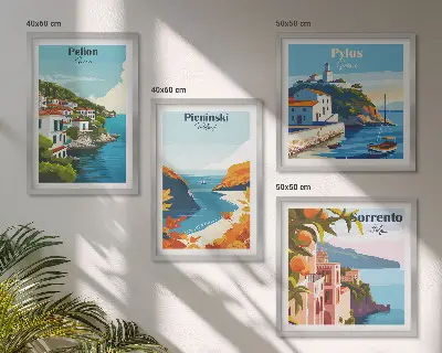 Retro landscape wall art set picturesque artistic prints