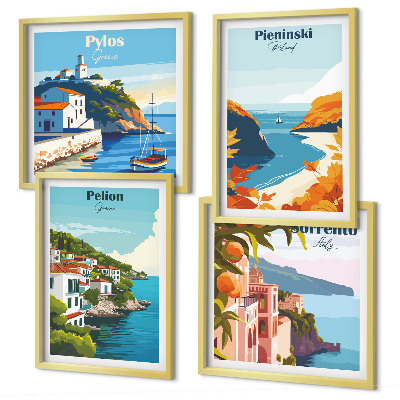 Wall art set Retro landscapes in a picturesque style