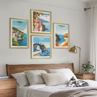 Wall art set Retro landscapes in a picturesque style