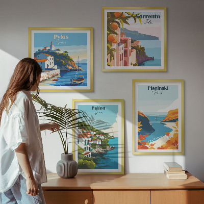 Wall art set Retro landscapes in a picturesque style