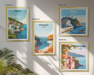 Retro landscape wall art set picturesque artistic prints
