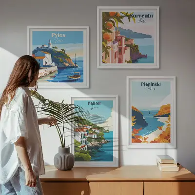 Retro landscape wall art set picturesque artistic prints