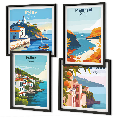Wall art set Retro landscapes in a picturesque style