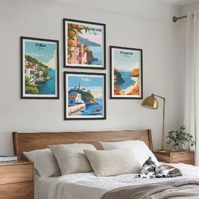 Retro landscape wall art set picturesque artistic prints