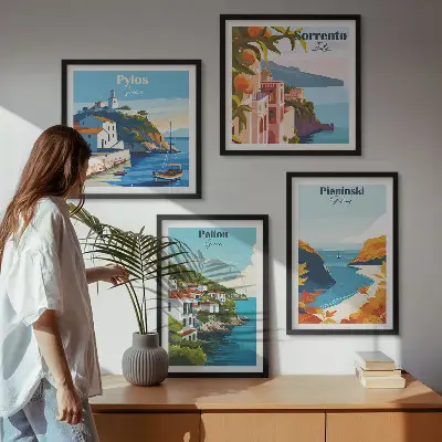 Retro landscape wall art set picturesque artistic prints