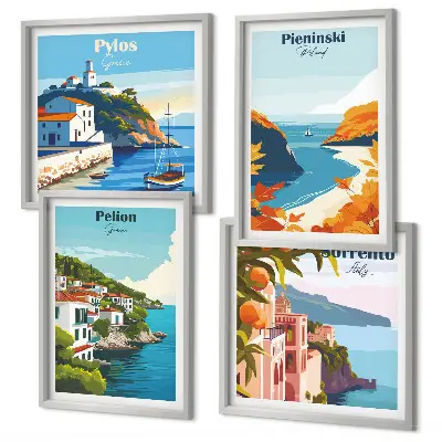 Retro landscape wall art set picturesque artistic prints