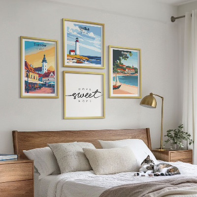 Set of 4 wall art pieces Polish Cities Ustka Tarnów Sopot